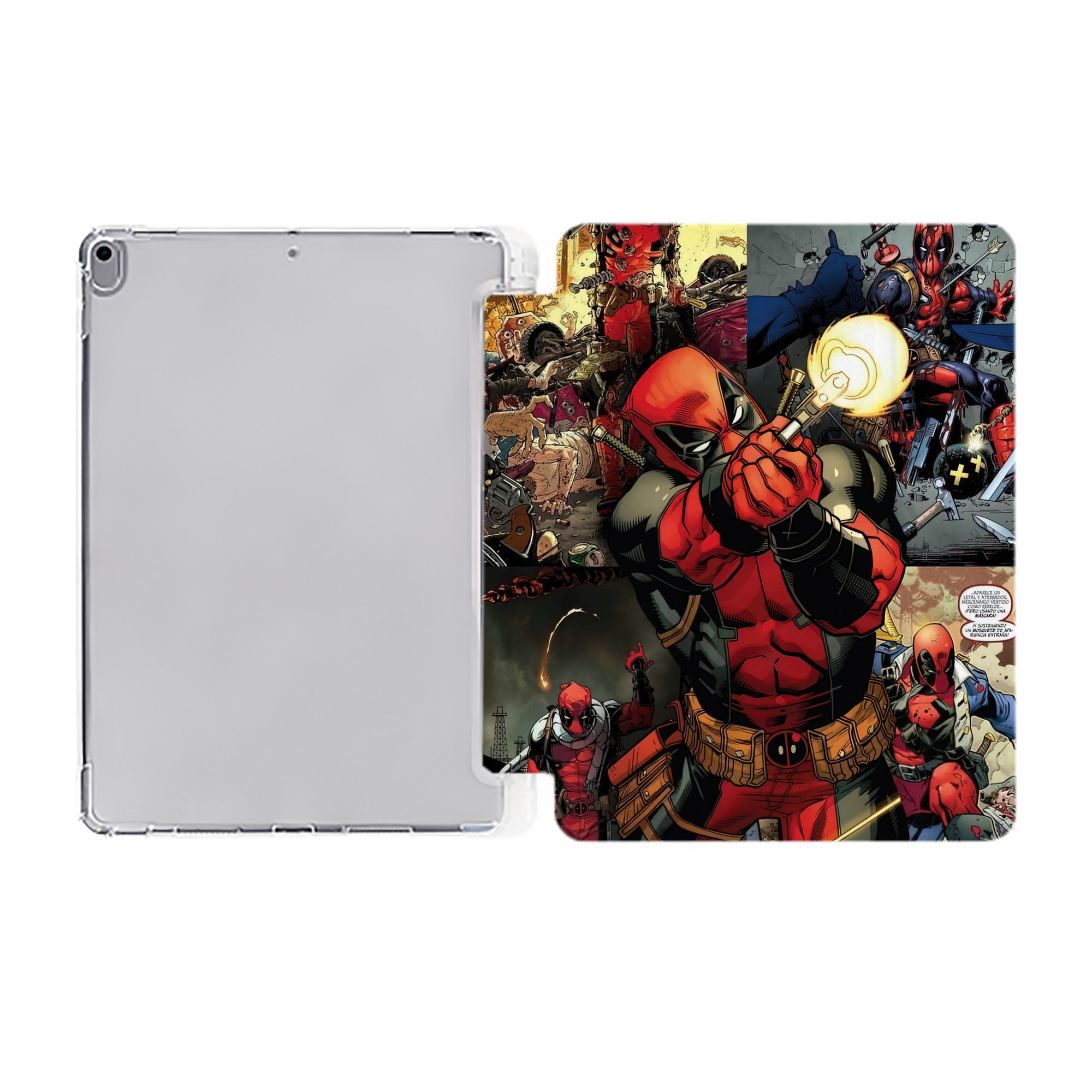 （画像用） Deadpool デッドプール IPad ケース ペン収納付き 三つ折りスタンド PUレザー×シリコン 対応機種9.5/10.5/10.9インチ